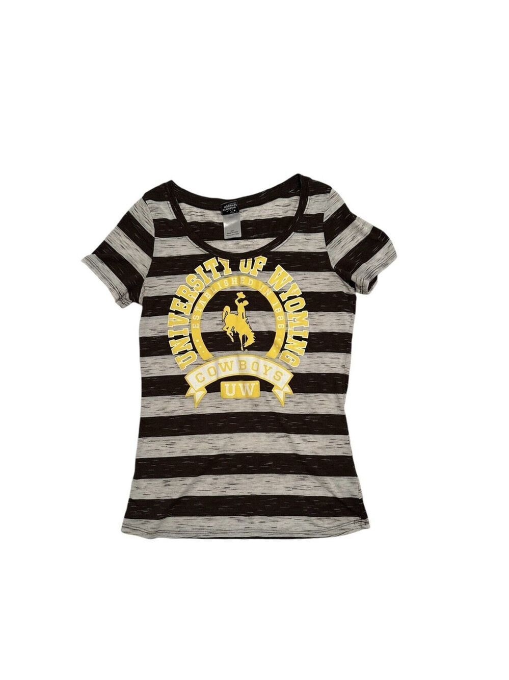 Creative Apparel University of WY Cowboys Striped Tee Shirt Womens Medium Top